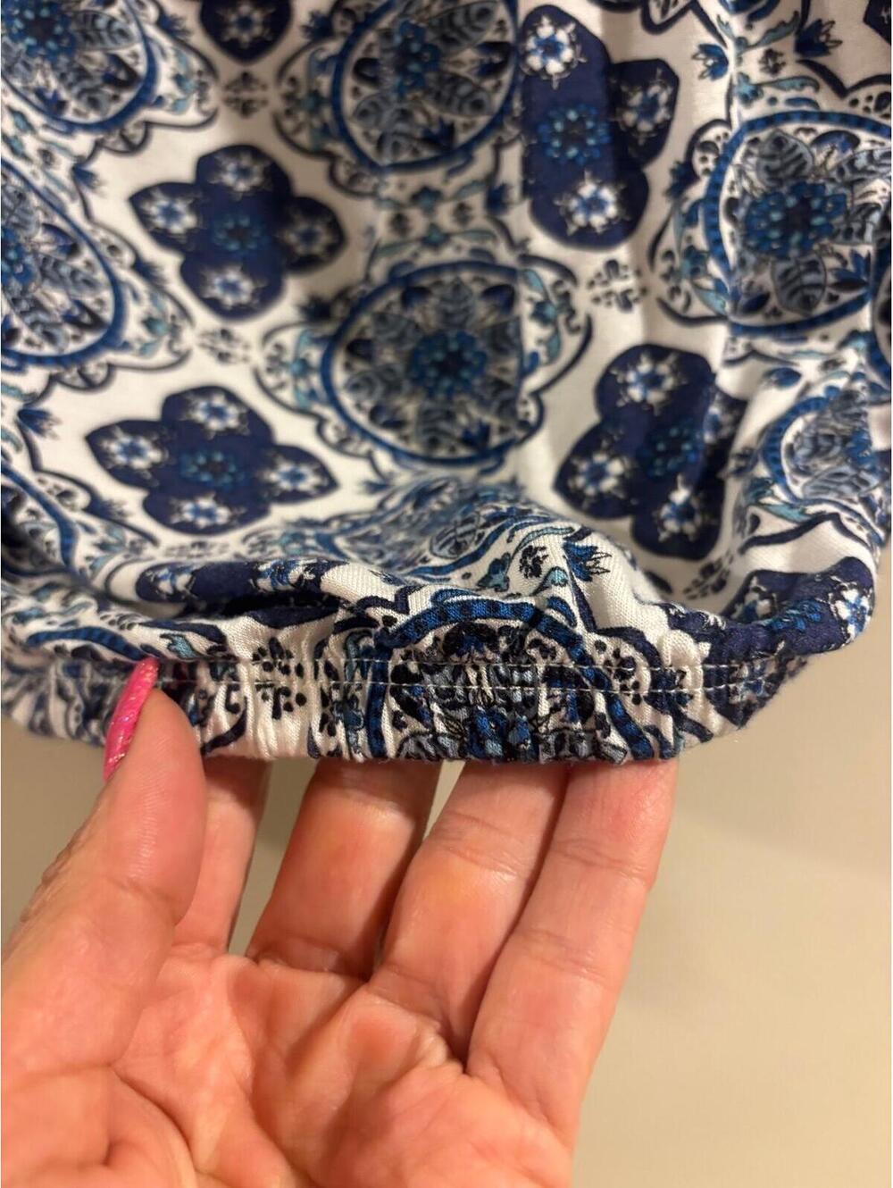 Blue & White Boho Peasant Crop Top H&M Size L - Picture 5 of 6